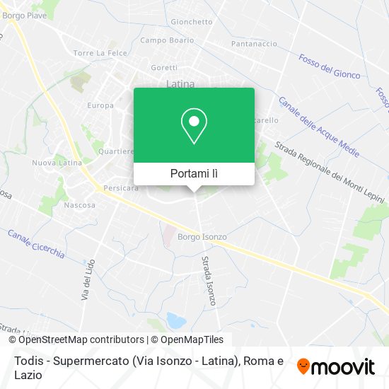 Mappa Todis - Supermercato (Via Isonzo - Latina)