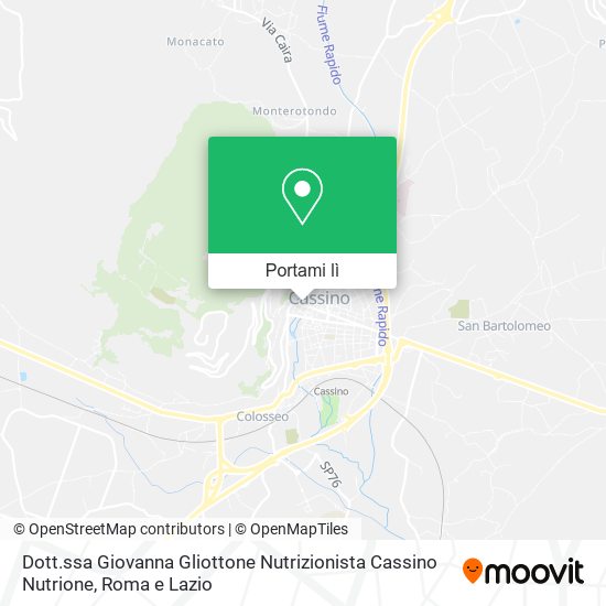 Mappa Dott.ssa Giovanna Gliottone Nutrizionista Cassino Nutrione