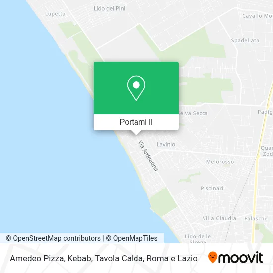 Mappa Amedeo Pizza, Kebab, Tavola Calda