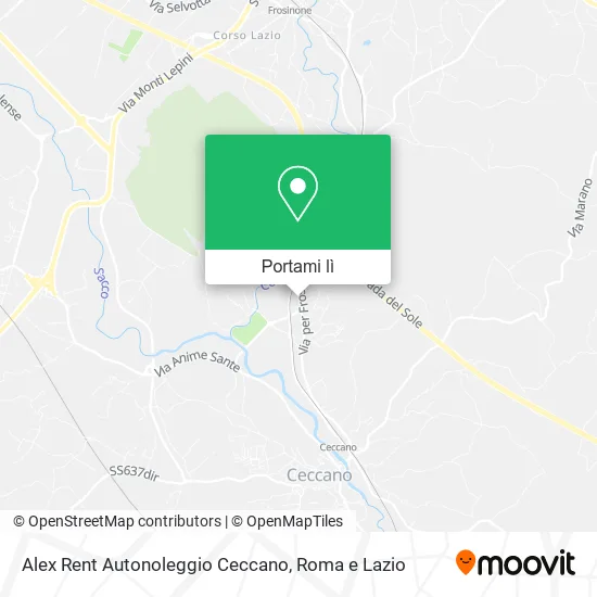 Mappa Alex Rent Autonoleggio Ceccano