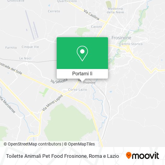 Mappa Toilette Animali Pet Food Frosinone