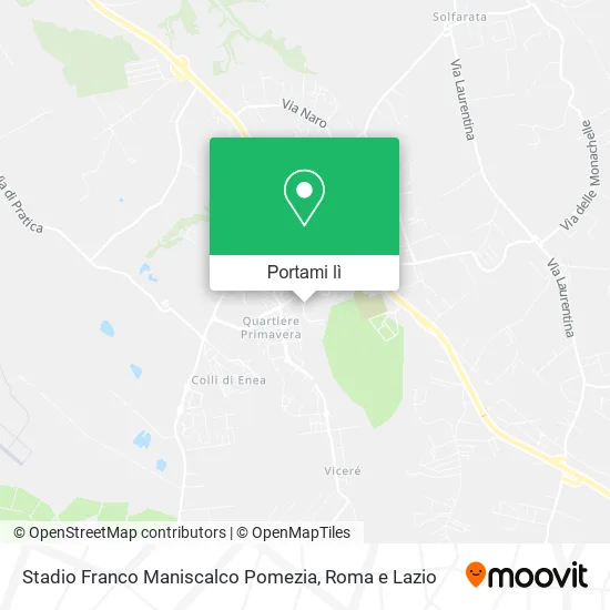 Mappa Stadio Franco Maniscalco Pomezia
