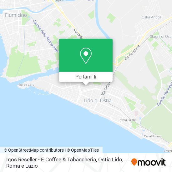 Mappa Iqos Reseller - E.Coffee & Tabaccheria, Ostia Lido