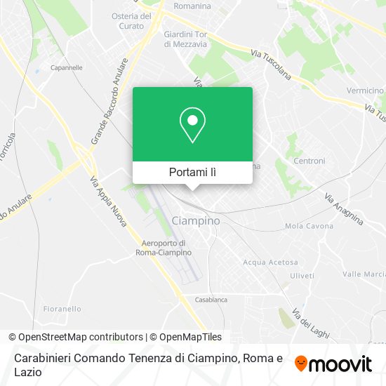 Mappa Carabinieri Comando Tenenza di Ciampino