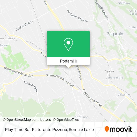 Mappa Play Time Bar Ristorante Pizzeria