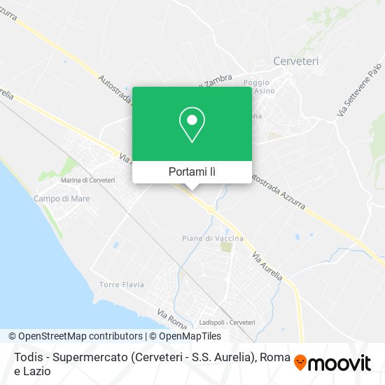 Mappa Todis - Supermercato (Cerveteri - S.S. Aurelia)