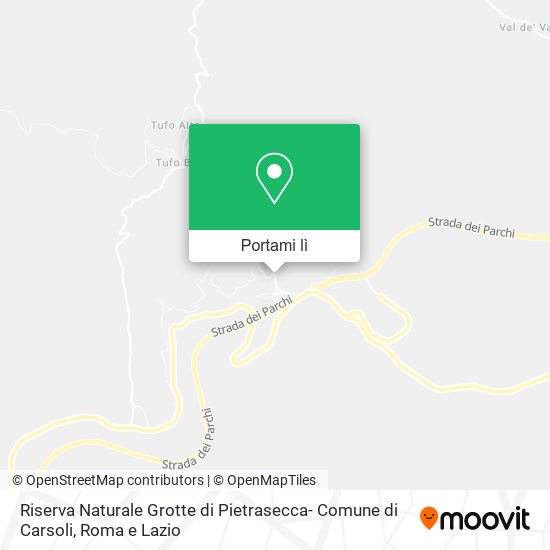 Mappa Riserva Naturale Grotte di Pietrasecca- Comune di Carsoli