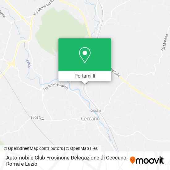 Mappa Automobile Club Frosinone Delegazione di Ceccano