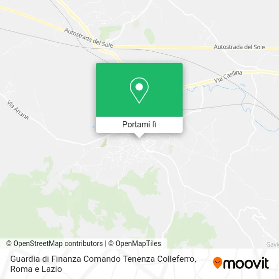 Mappa Guardia di Finanza Comando Tenenza Colleferro