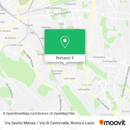 Mappa Via Sestio Menas / Via di Centocelle