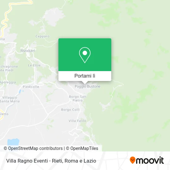 Mappa Villa Ragno Eventi - Rieti