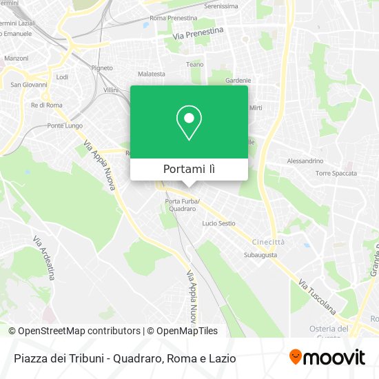 Mappa Piazza dei Tribuni - Quadraro