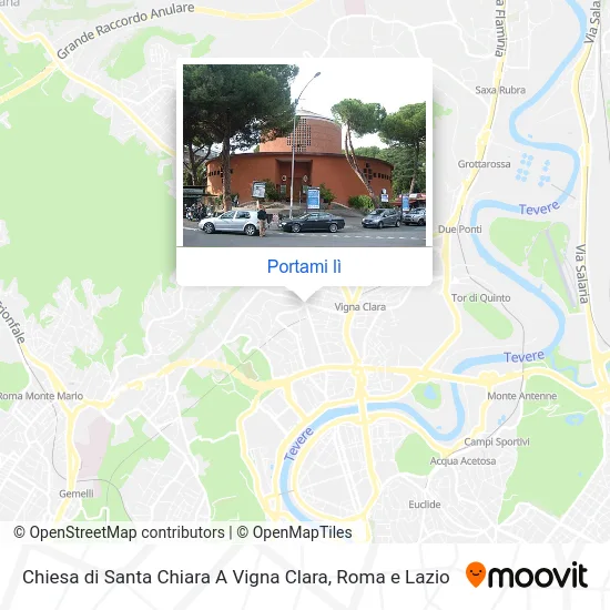 Mappa Chiesa di Santa Chiara A Vigna Clara