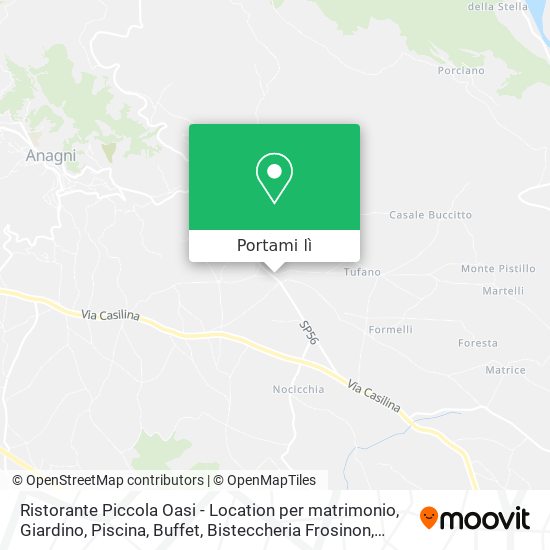 Mappa Ristorante Piccola Oasi - Location per matrimonio, Giardino, Piscina, Buffet, Bisteccheria Frosinon