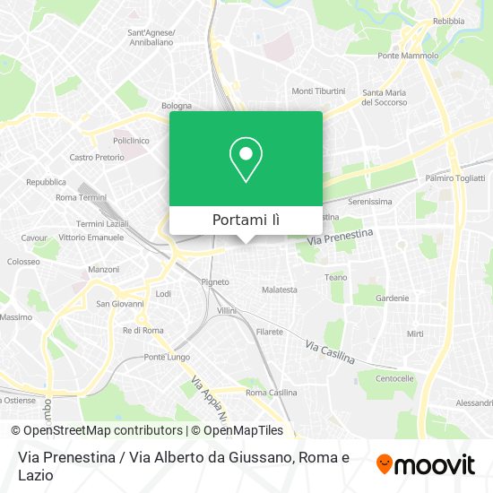 Mappa Via Prenestina / Via Alberto da Giussano