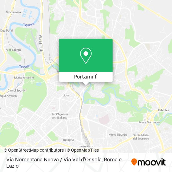 Mappa Via Nomentana Nuova / Via Val d'Ossola