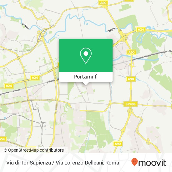 Mappa Via di Tor Sapienza / Via Lorenzo Delleani