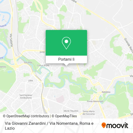 Mappa Via Giovanni Zanardini / Via Nomentana