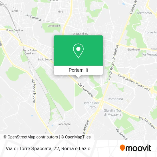 Mappa Via di Torre Spaccata, 72