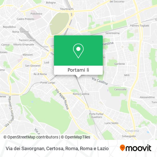 Mappa Via dei Savorgnan, Certosa, Roma