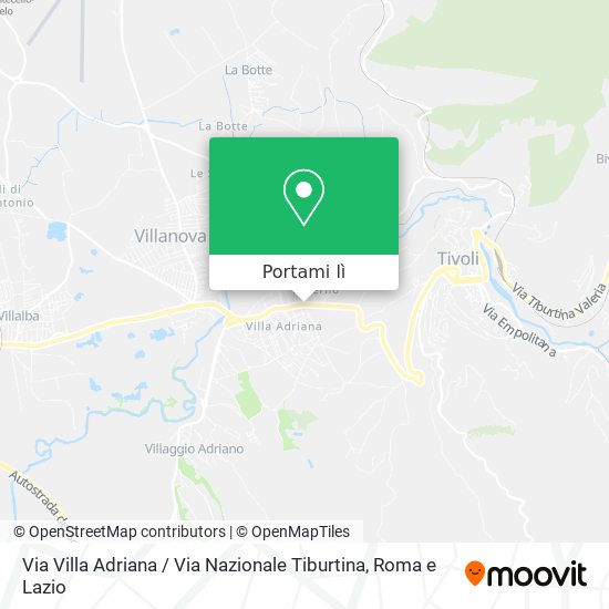 Mappa Via Villa Adriana / Via Nazionale Tiburtina