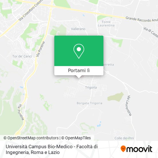 Mappa Università Campus Bio-Medico - Facoltà di Ingegneria