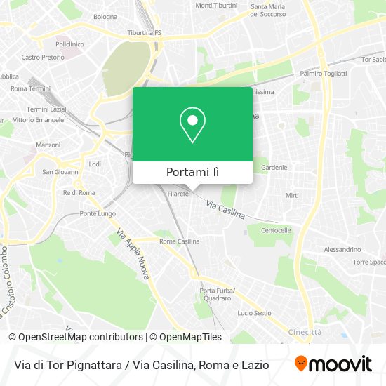Mappa Via di Tor Pignattara / Via Casilina