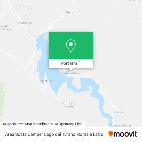 Mappa Area Sosta Camper Lago del Turano