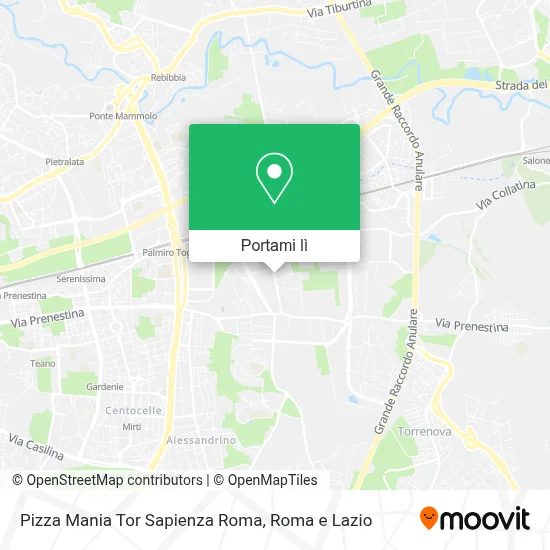 Mappa Pizza Mania Tor Sapienza Roma