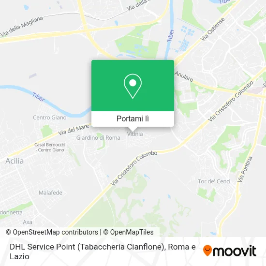 Mappa DHL Service Point (Tabaccheria Cianflone)
