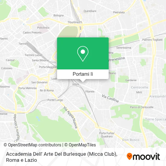 Mappa Accademia Dell' Arte Del Burlesque (Micca Club)