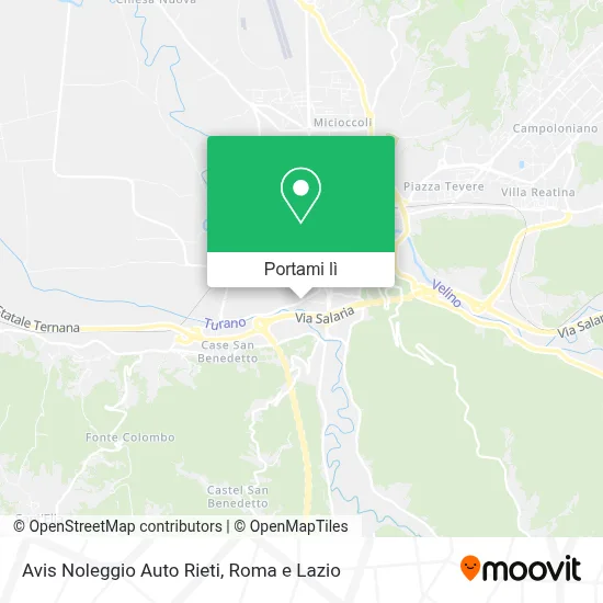 Mappa Avis Noleggio Auto Rieti