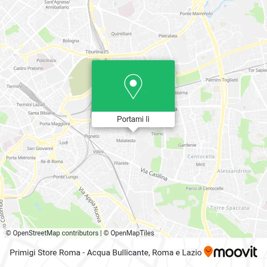 Mappa Primigi Store Roma - Acqua Bullicante