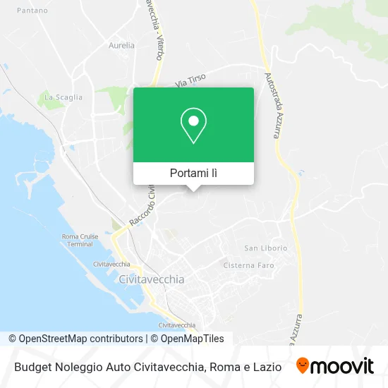 Mappa Budget Noleggio Auto Civitavecchia