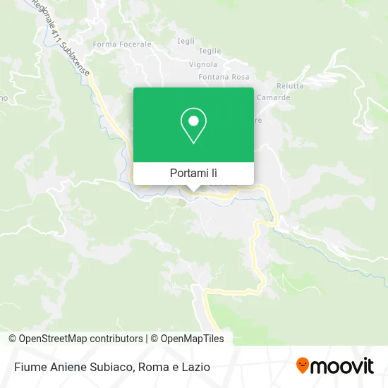 Mappa Fiume Aniene Subiaco