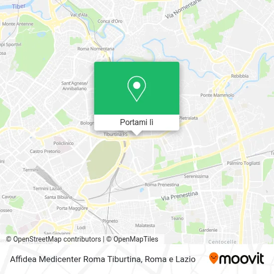 Mappa Affidea Medicenter Roma Tiburtina