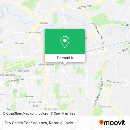 Mappa Pro Calcio Tor Sapienza