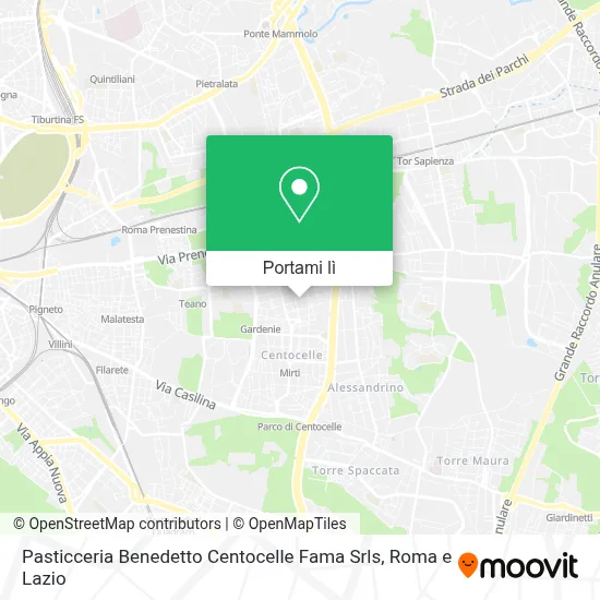 Mappa Pasticceria Benedetto Centocelle Fama Srls