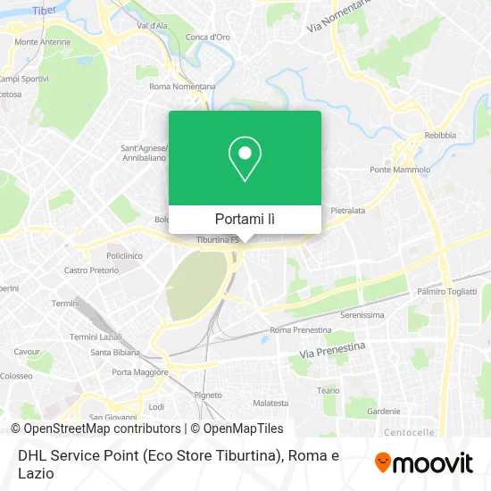 Mappa DHL Service Point (Eco Store Tiburtina)
