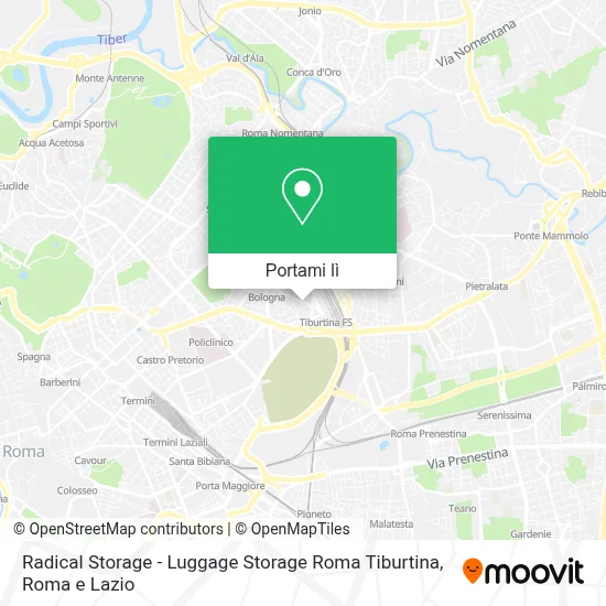 Mappa Radical Storage - Luggage Storage Roma Tiburtina