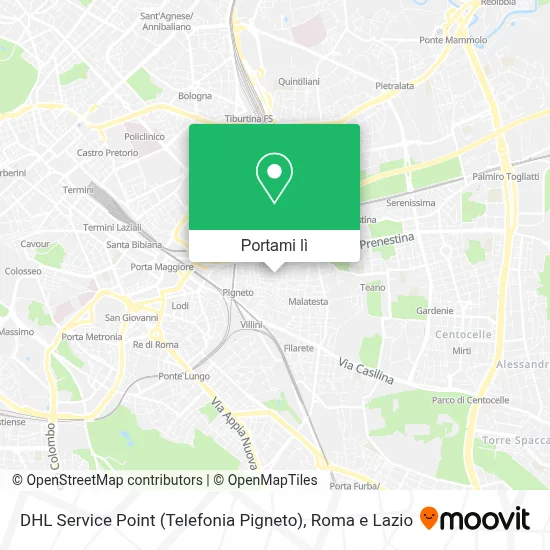 Mappa DHL Service Point (Telefonia Pigneto)