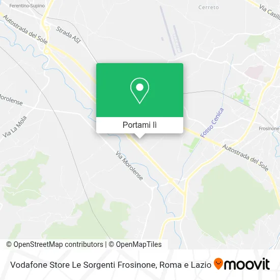 Mappa Vodafone Store Le Sorgenti Frosinone