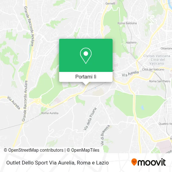 Mappa Outlet Dello Sport Via Aurelia