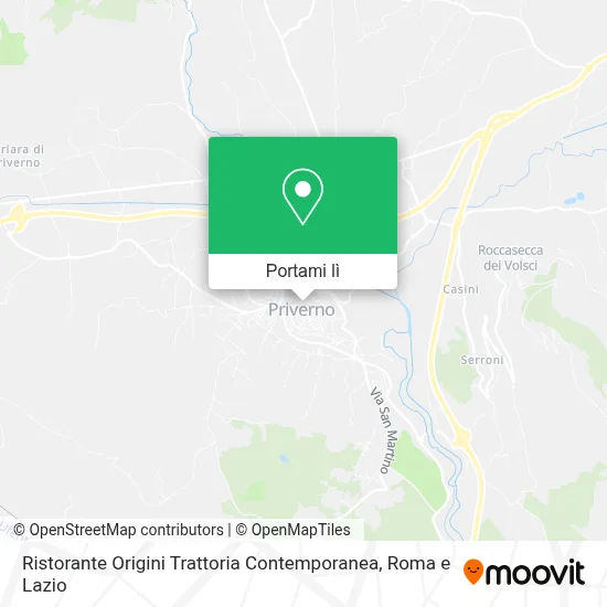 Mappa Ristorante Origini Trattoria Contemporanea