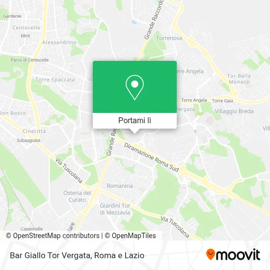 Mappa Bar Giallo Tor Vergata
