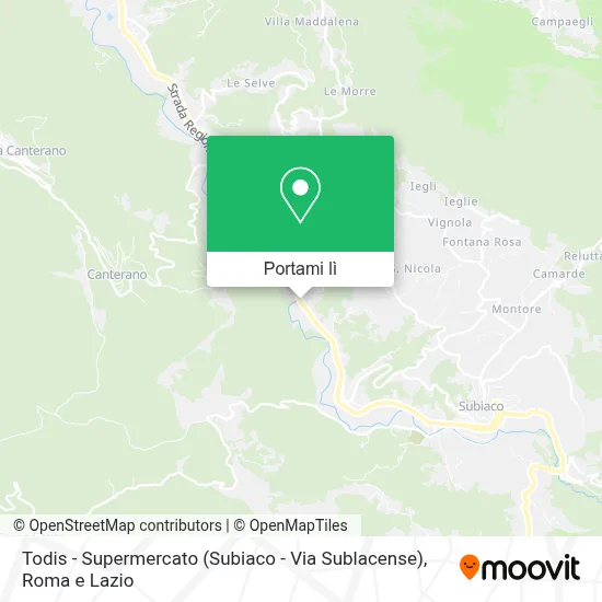 Mappa Todis - Supermercato (Subiaco - Via Sublacense)