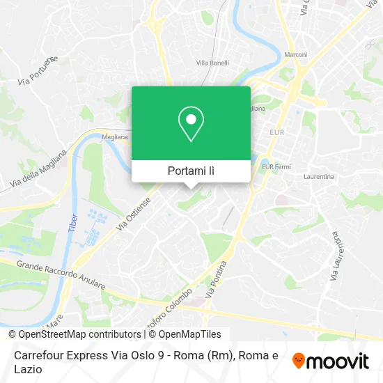 Mappa Carrefour Express Via Oslo 9 - Roma (Rm)