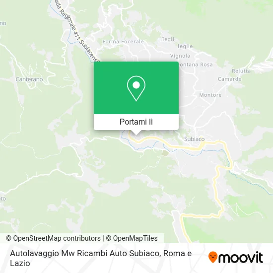 Mappa Autolavaggio Mw Ricambi Auto Subiaco
