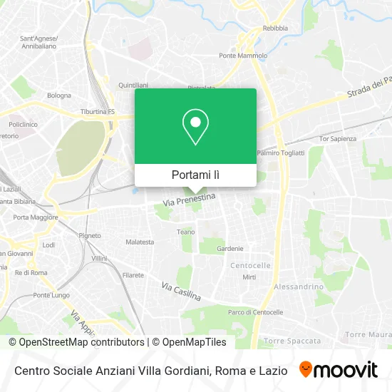 Mappa Centro Sociale Anziani Villa Gordiani