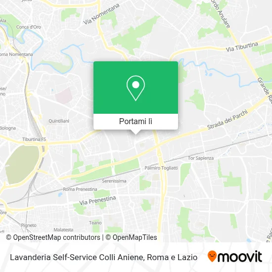 Mappa Lavanderia Self-Service Colli Aniene